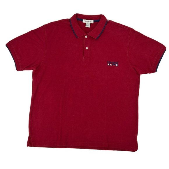 Carnival Shirt Mens XL Red Cruise‎ Short Sleeve Polo - Picture 1 of 8
